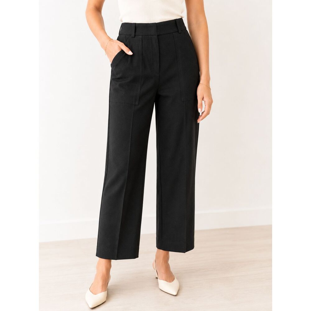 Vintage 90s Harris Wallace New York Black Cropped Wide Leg Pants USA Made 10